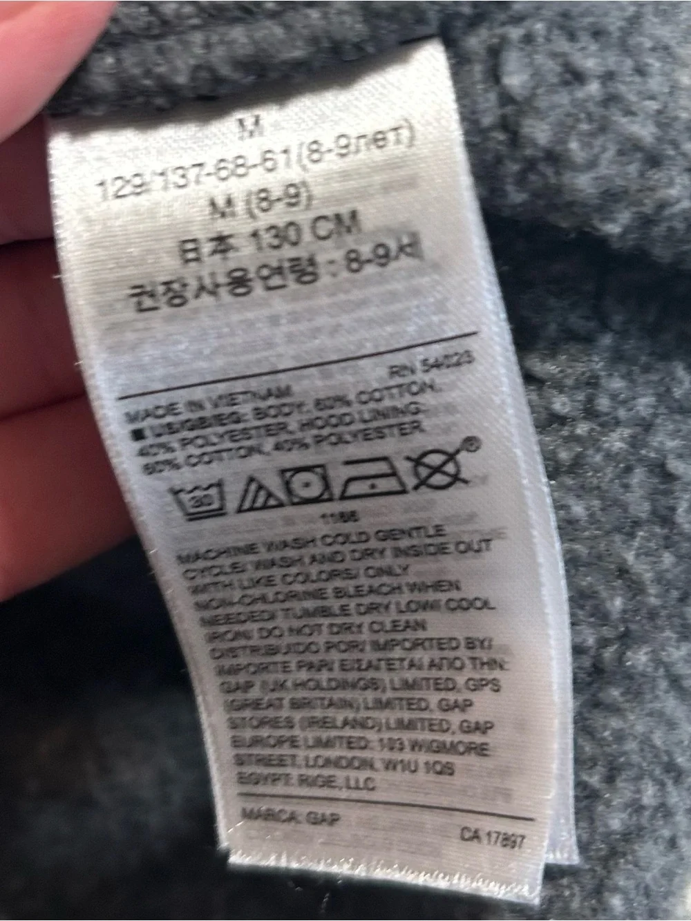Gap Kids Charcoal Gray Logo Pullover Hoodie Size M (8) Fleece Sweatsh